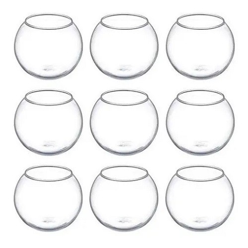 Kit 24 Mini Vaso Aquário Redondo De Vidro Castiçal 400ml