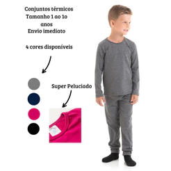Conjunto Térmico Infantil Inverno 1 a 10 Anos – Roupa Peluciada Quentinha | 4 Cores.