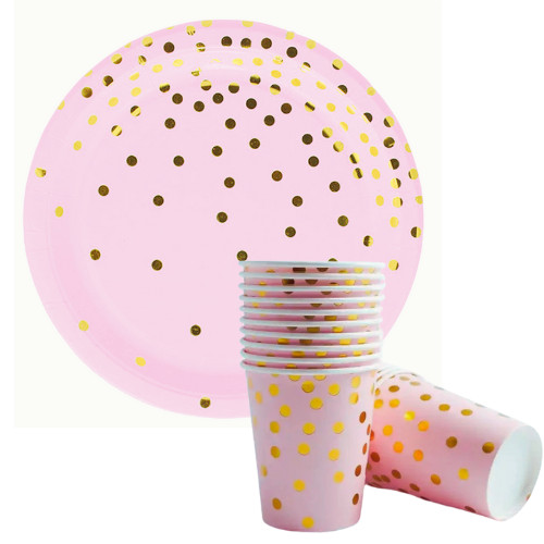 Kit 20 Convidados  Prato Copo Papel Descartavel Festa Chá Revelação Menina em Oferta na Shopee