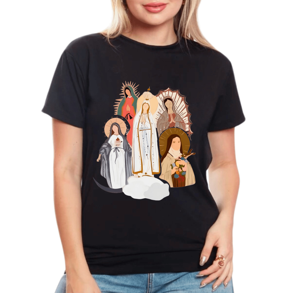 Camiseta Unissex Oversized Plus Size Feminina Masculina Baby Look Ilustrações Nossa Senhora - Estilo Tumblr / LANÇAMENTO
