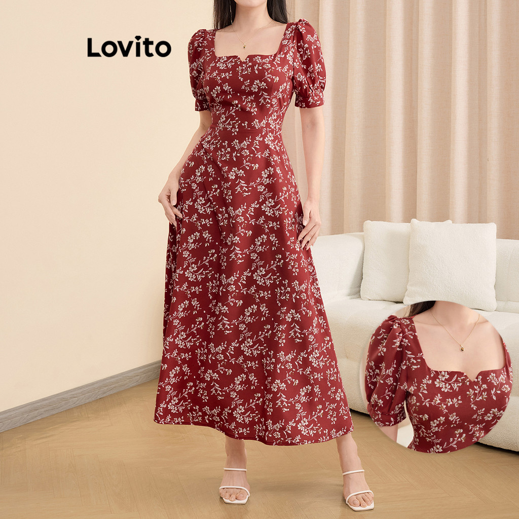 Lovito Vestido Boho Ditsy Floral Cut Out Padrão Vestido De Verão/Primavera Para Mulheres L121MD583 - Women Clothes