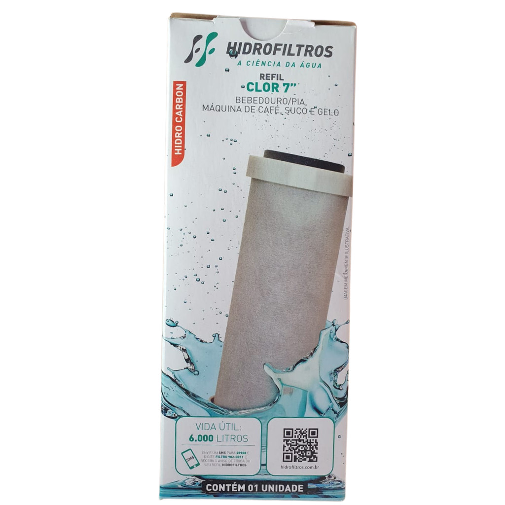Refil Filtro De Carvão Ativado Clor 7 Hidrofiltros Original