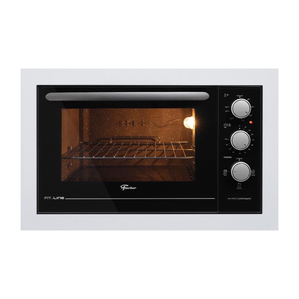 Forno de Embutir Elétrico Fischer Fit Line 48L com Timer e 3 Funções Branco 127V em Oferta na Shopee