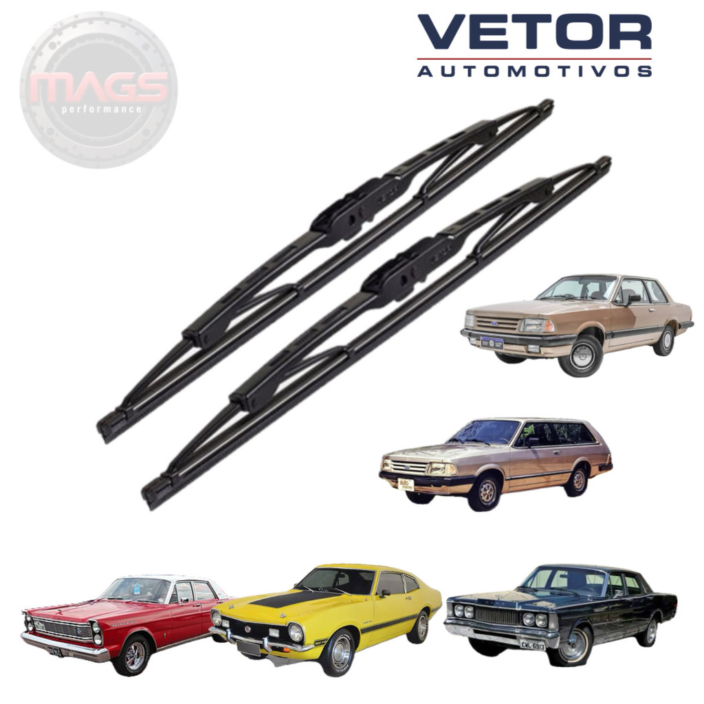 Par Palhetas Dianteiras Premium Maverick / Belina / Del Rey / Galaxie / Landau Limpador Para-brisa Original Vetor