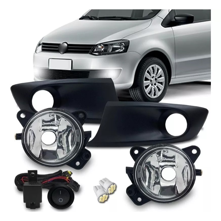 Kit Farol Milha Neblina Fox 2010 11 12 13 2014 Com Molduras Preta