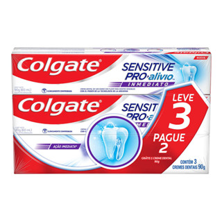 Creme Dental Colgate Sensitive Pro-Alívio Imediato Original com 90g cada Leve 3 Pague 2 em Oferta na Shopee