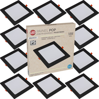 Kit 10 Painel Plafon Quadrado Embutir 18W Luz Neutra 4000K Bivolt 127v 220v Led Avant em Oferta na Shopee