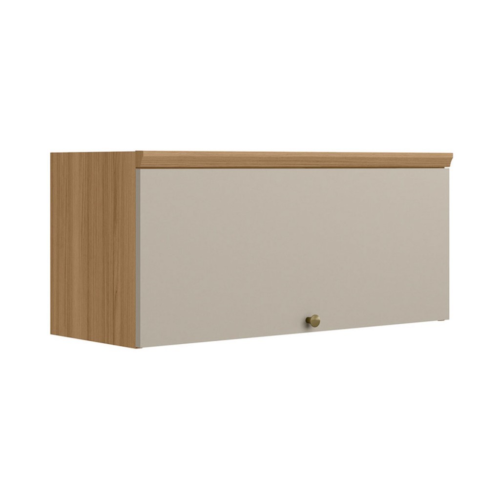 Armário Aéreo Cozinha 80 Cm Selene 1 Porta 100% Mdf Jequitibá/Off White Fosco - Linea Brasil