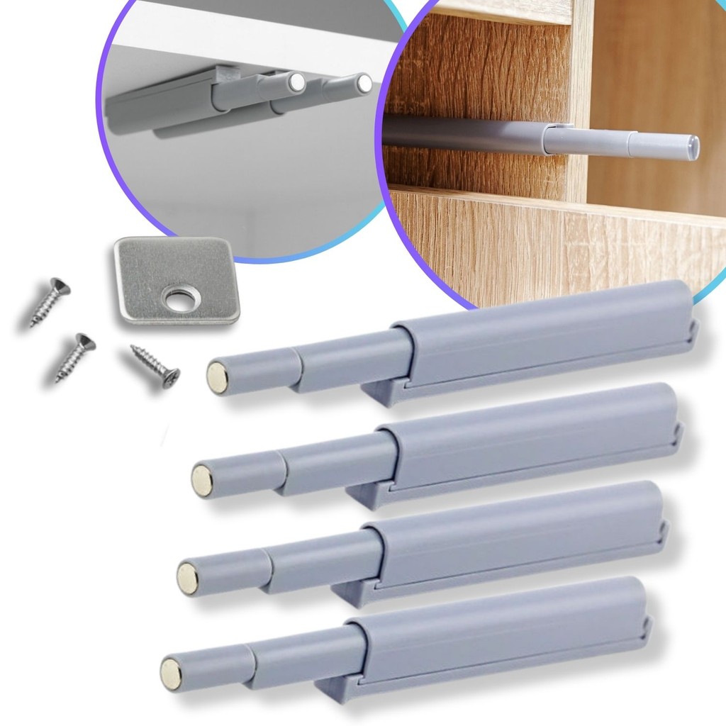 Kit 4 Fecho Pulsador Magnético Cinza Toque Sobrepor Tip-on Push Open Porta Armário Gaveta Feicho toc Sistema Click em Oferta na Shopee