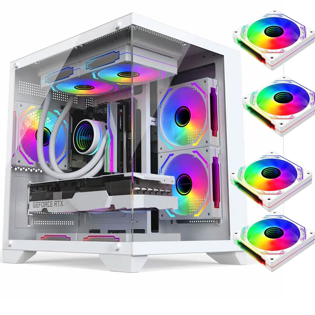 Gabinete Gamer branco Aquário Em Vidro temperado Com 4 Fans Rgb Gb1797