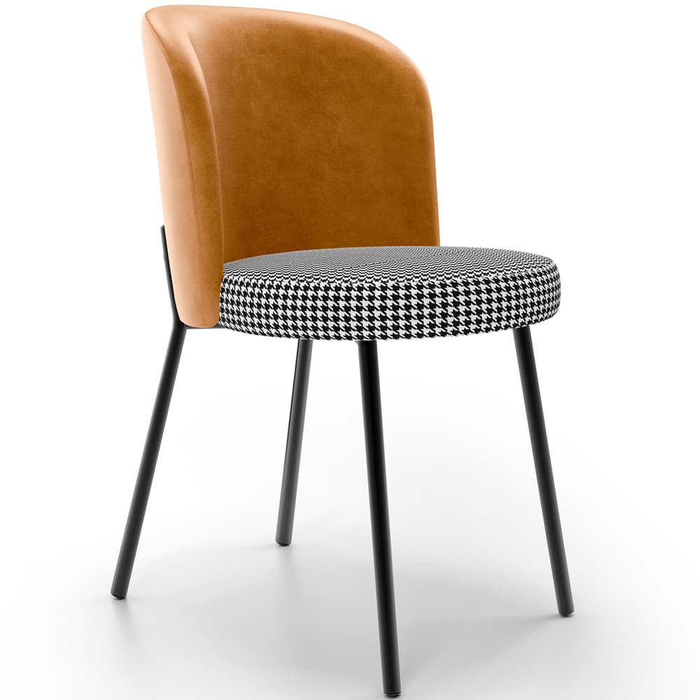 Cadeira Para Sala de Jantar Cozinha Estofada Gavi L02 Couríssimo Whisky Pied Poule - Lyam Decor em Oferta na Shopee