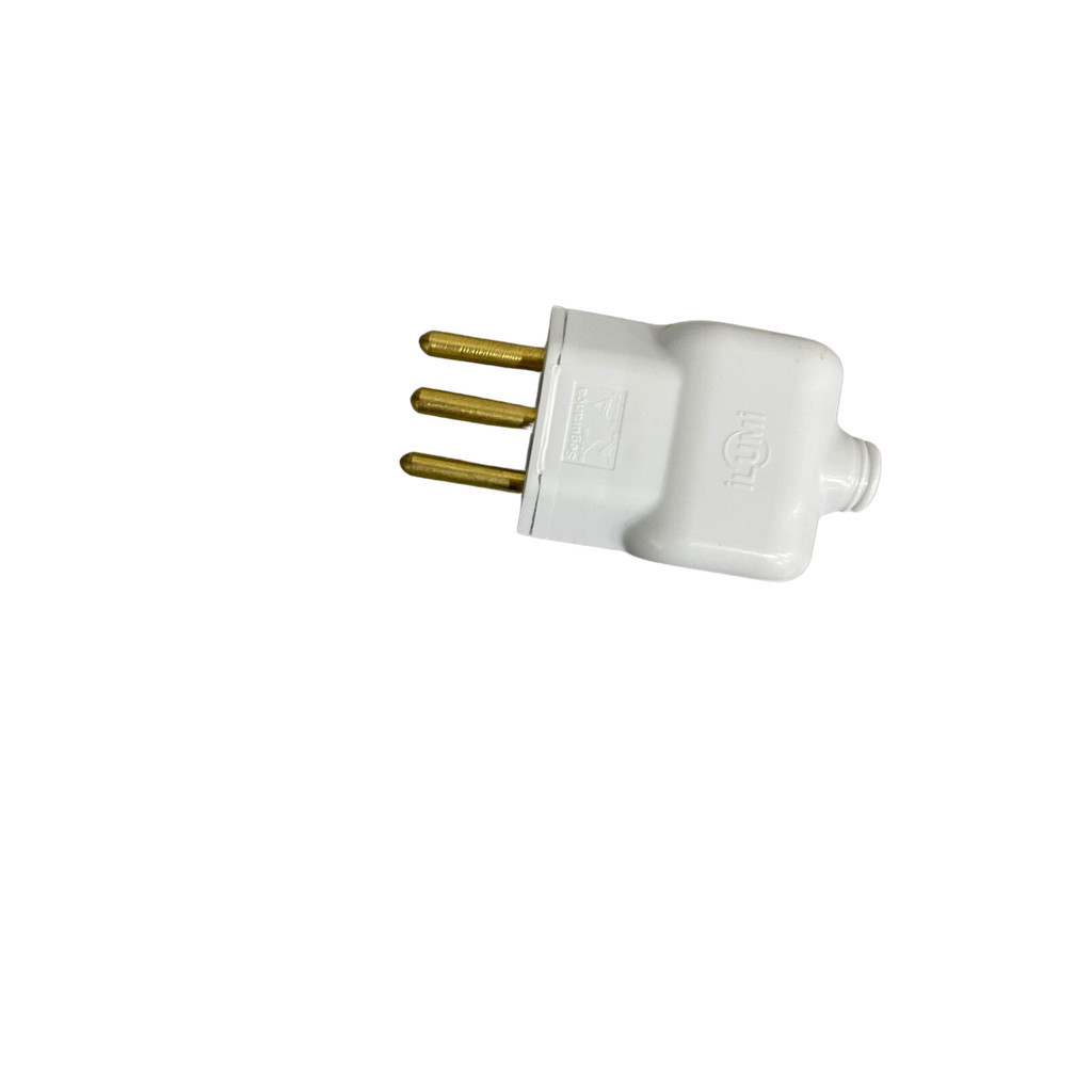PLUGUE MACHO PRENSA CABO 3P 10A BRANCO  ILUMI