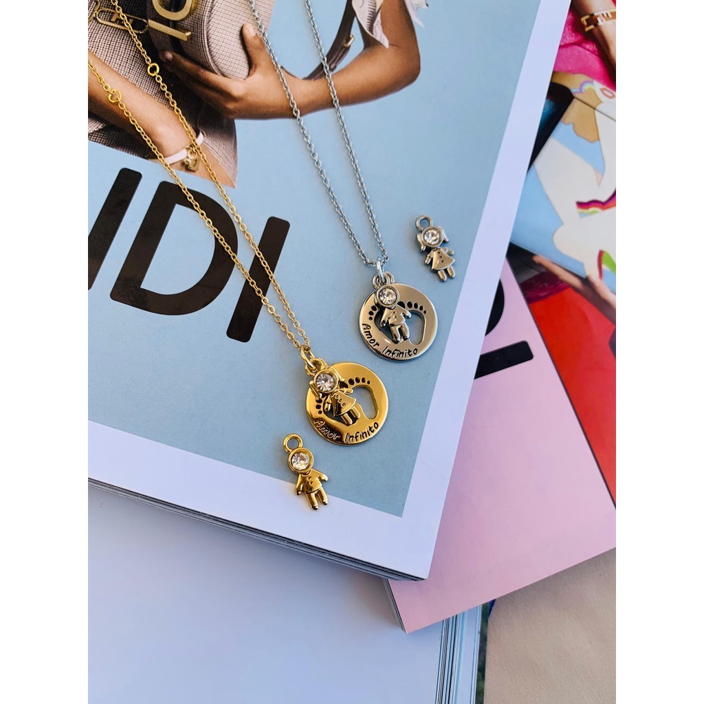 Colares Semi Joia Verniz Italiano colares personalizados filhos menino e menina Amor Infinito