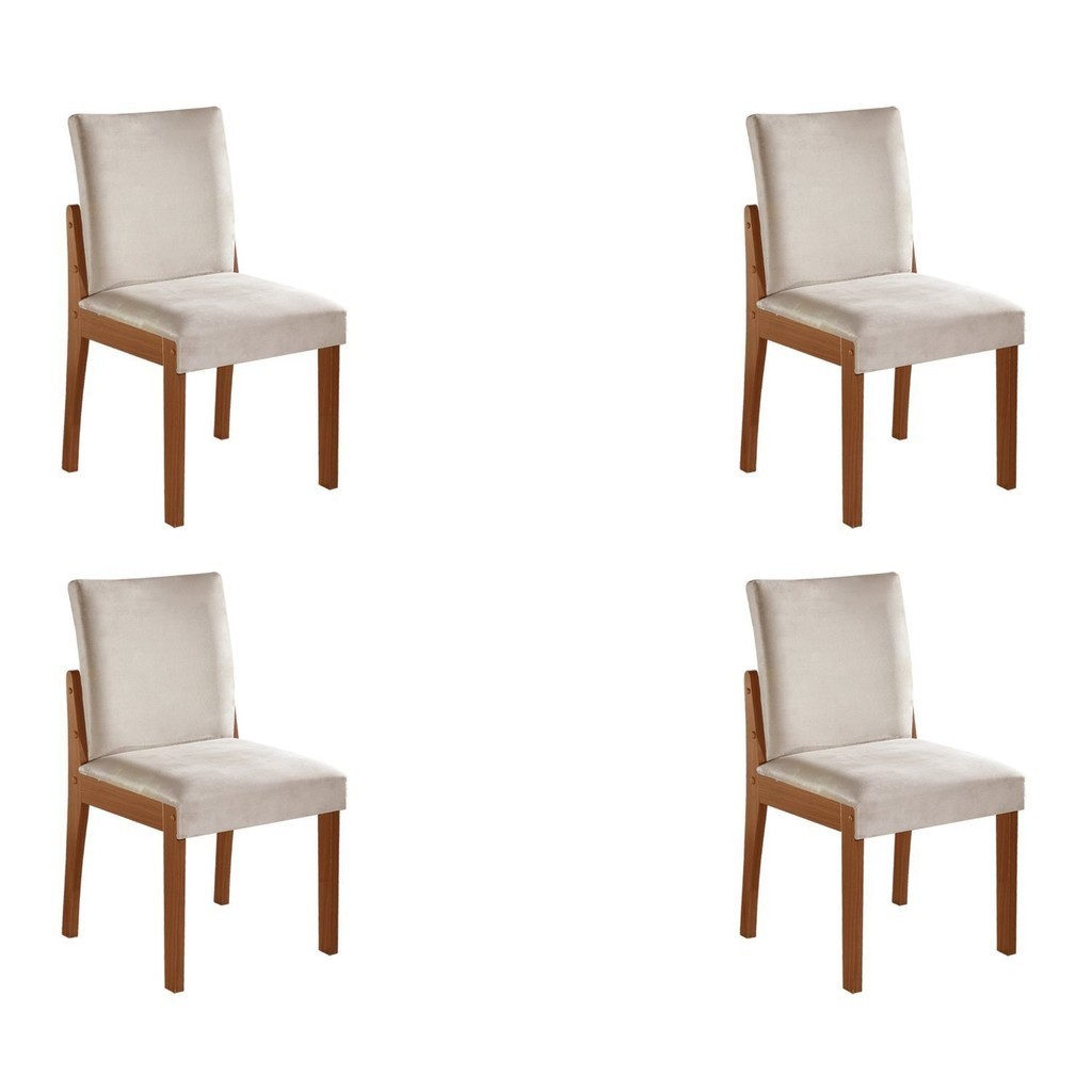 Conjunto 4 Cadeiras de Jantar Mônaco Yescasa Castanho/Bege - Home & Living