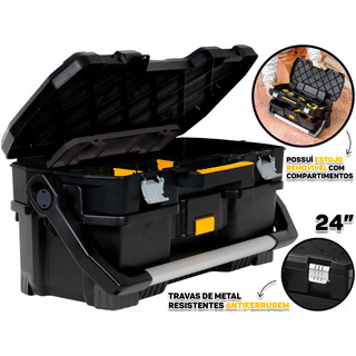 Maleta Para Ferramentas Com Estojo Organizador Removível Alça Em Metal Fechamento Com Trava em Oferta na Shopee