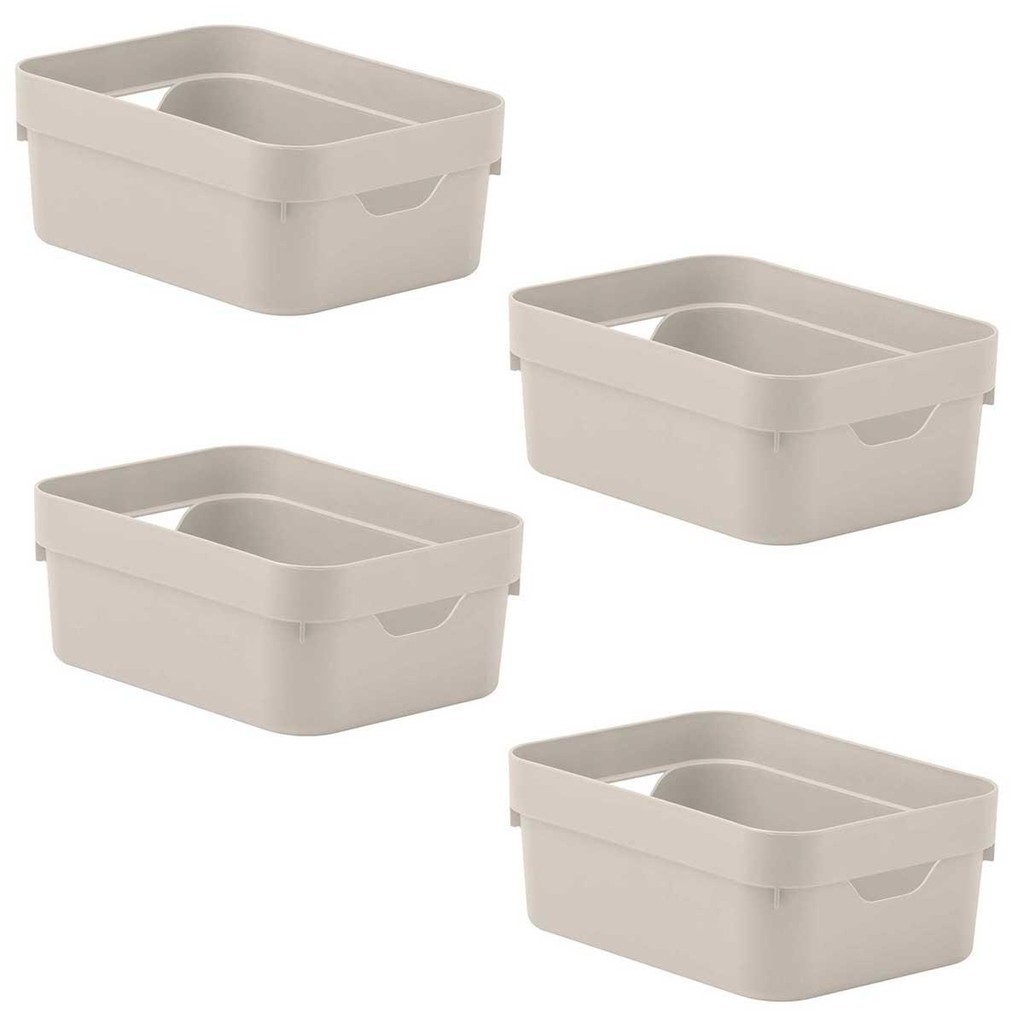 Kit 4 Caixa Plástica 2L Organizadora Multiuso OU Cube Bege em Oferta na Shopee