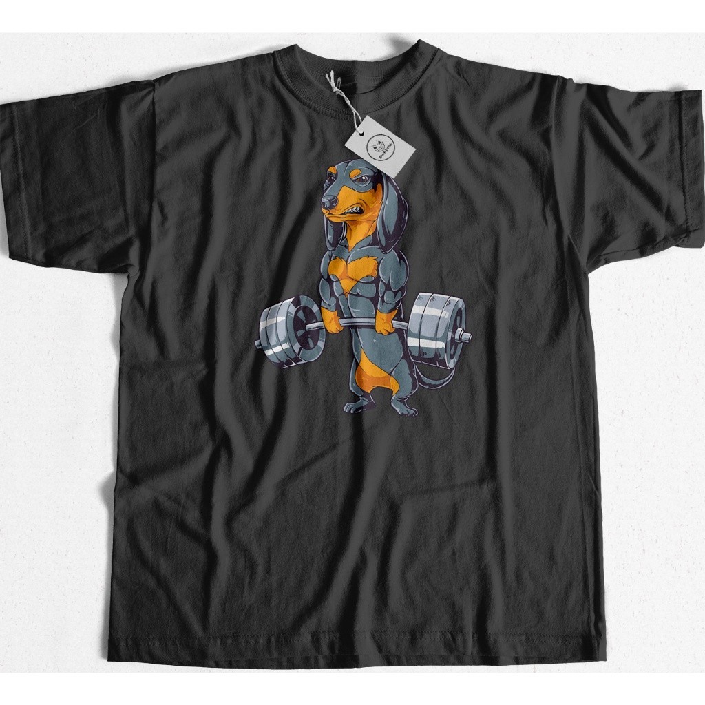 Camiseta Camisa Cachorro Salsicha Maromba Academia Novo Streetwear 100% Algodão Confortável Estilo Moda Unissex Camisa para academia