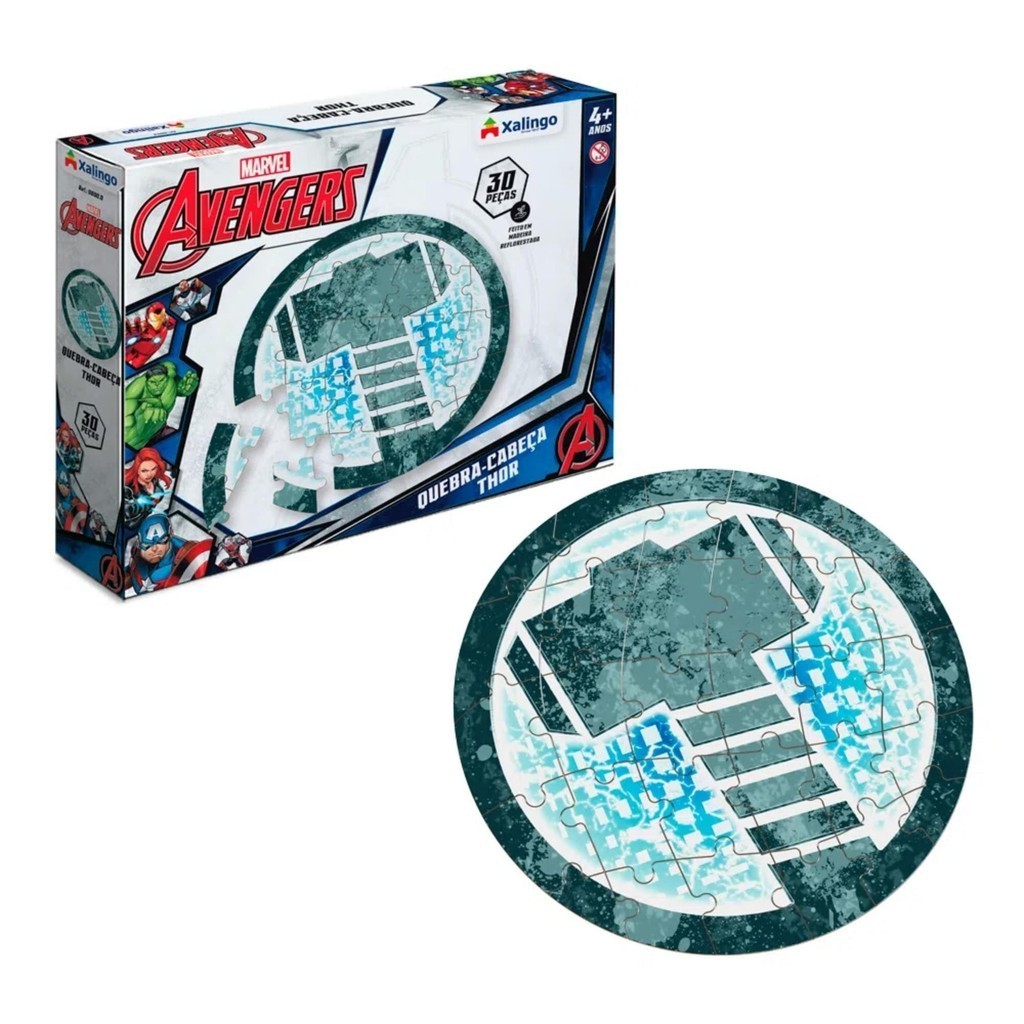 Quebra-Cabeça Avengers Thor 30 Peças para Crianças a Partir de 4 Anos Xalingo - 17732 em Oferta na Shopee