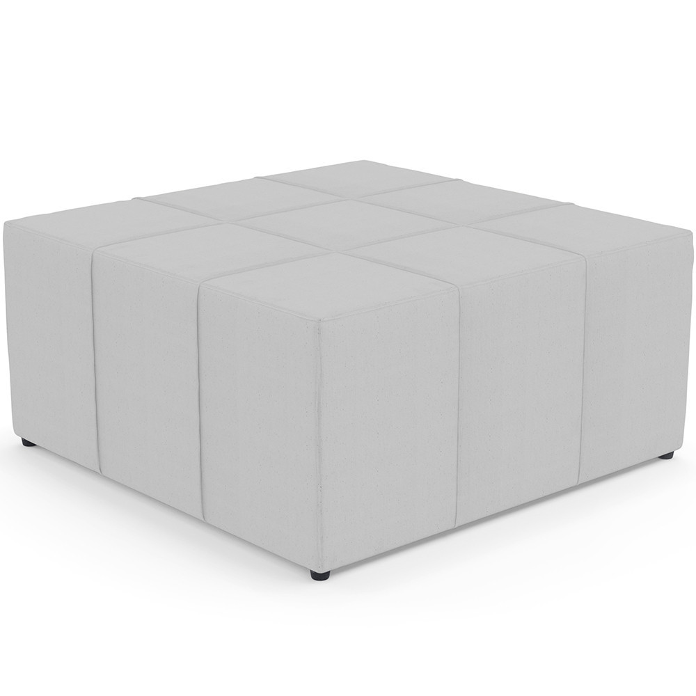 Puff Decorativo Para Sala de Estar Quadrado Milano 90x90cm W01 Linho Cinza - Lyam Decor - Home & Living