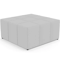 Puff Decorativo Para Sala de Estar Quadrado Milano 90x90cm W01 Linho Cinza - Lyam Decor