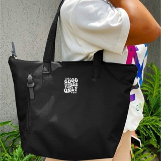 Bolsa Shopper Nylon GOOD VIBES de Ombro Clean Esportiva Academia Bags Gym Masculino Feminino Ziper Vertical Frontal Resistente em Oferta na Shopee