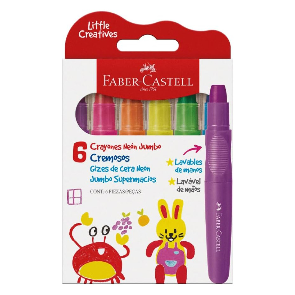 Giz de Cera Jumbo Supermacios 6 Cores Neon FABER-CASTELL