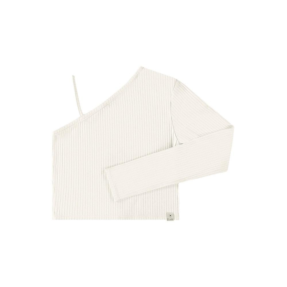 Blusa Básica Manga Única em Ribana Canelada Juvenil Gloss em Oferta na Shopee