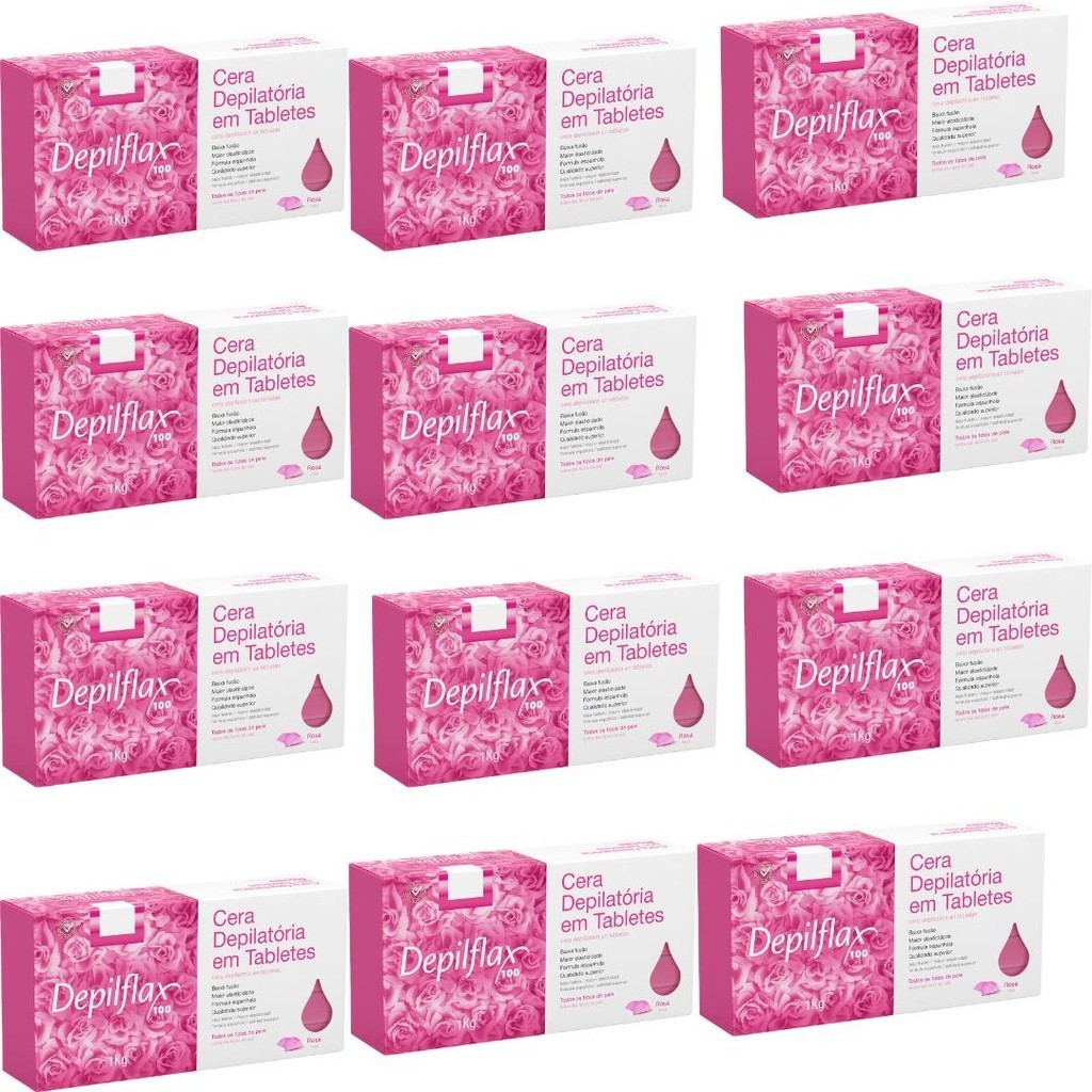 Kit Com 12 Ceras Quente Depilatórias Depilflax Rosa 1kg