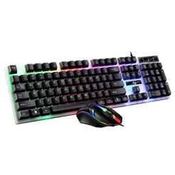Kit Gamer Teclado Semi Mecânico + Mouse Led Rgb Iluminaria Jogos Usb para Pc