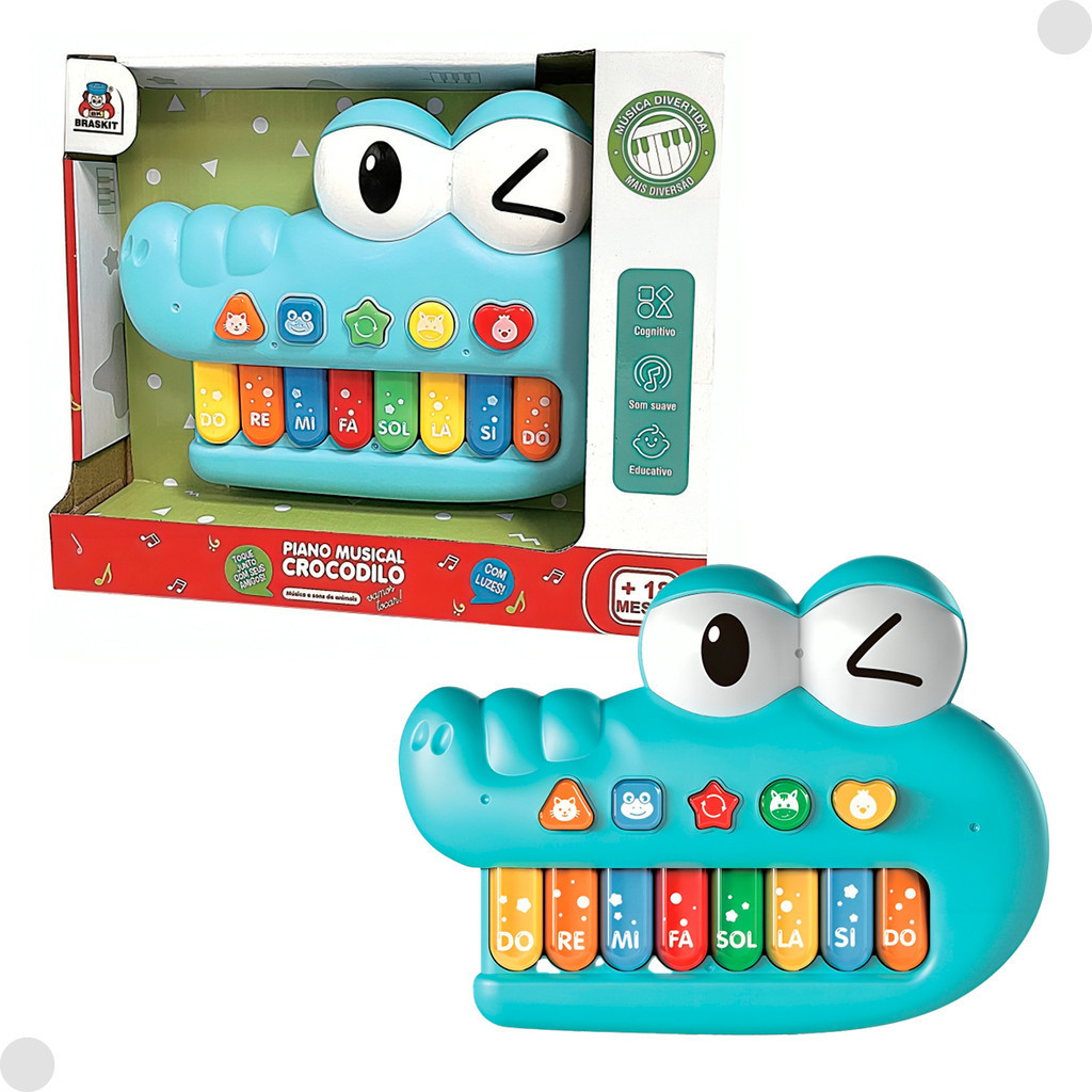 Brinquedo Infantil Piano Musical Crocodilo 4904 - Braskit - Mom & Baby