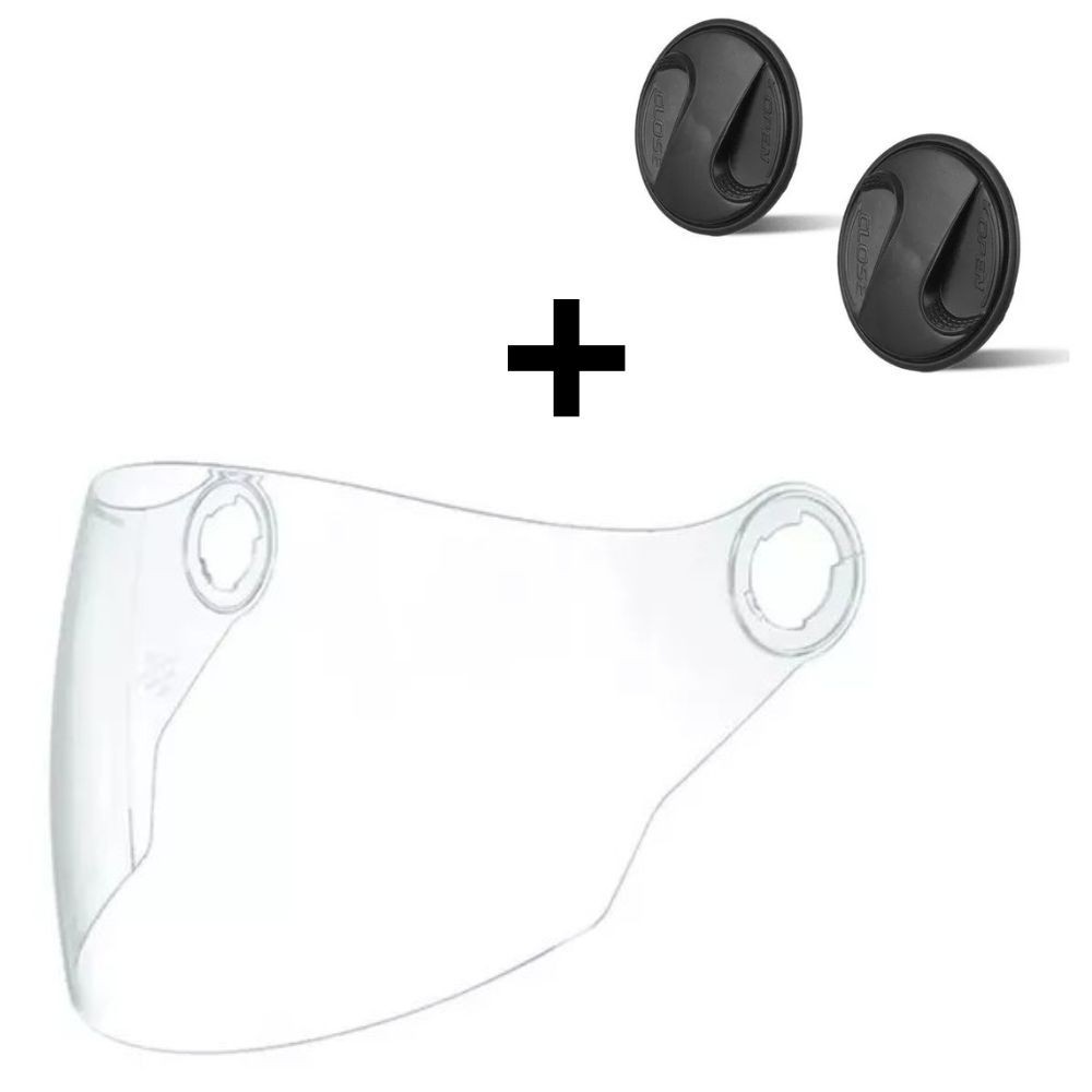 Viseira cristal Capacete  Pro Tork New Atomic, New liberty 3, Zeus 202FB + Par De Reparo Lateral