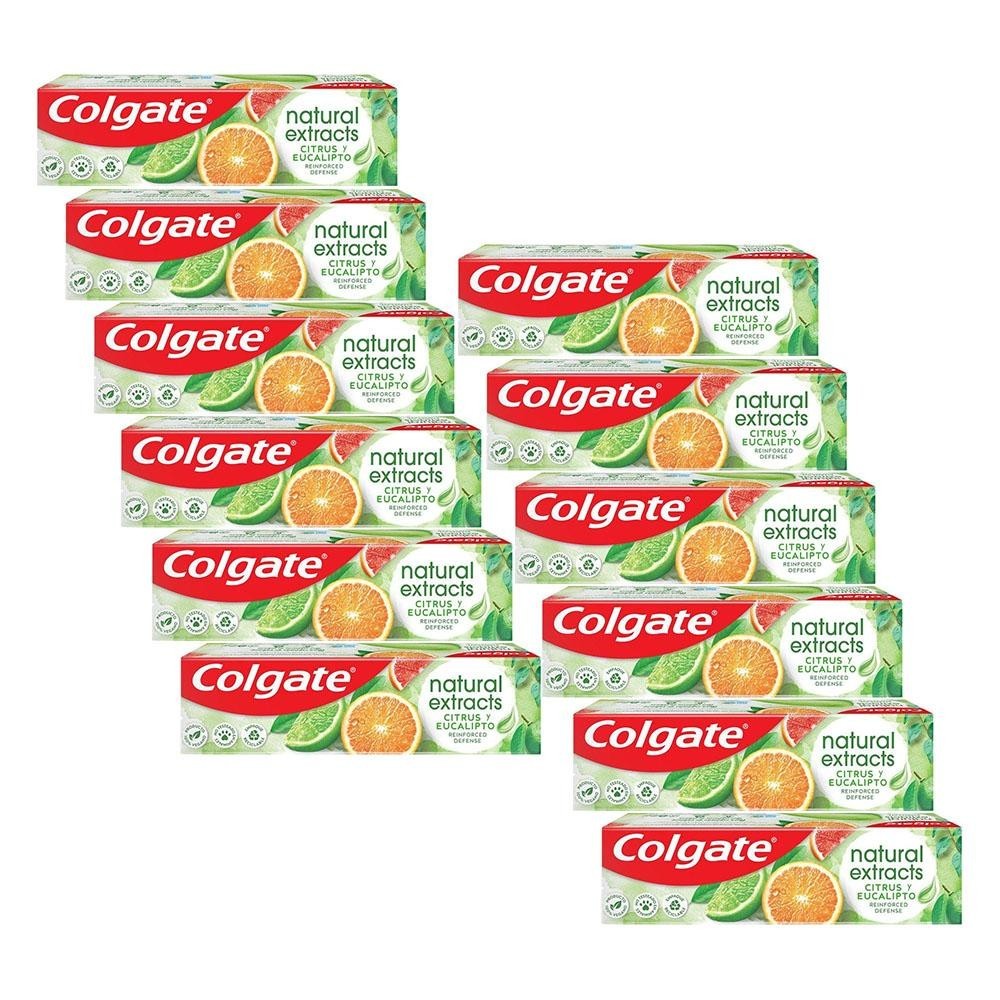Kit Creme Dental Colgate Natural Extracts Citrus e Eucalipto 90g com 12 unidades em Oferta na Shopee