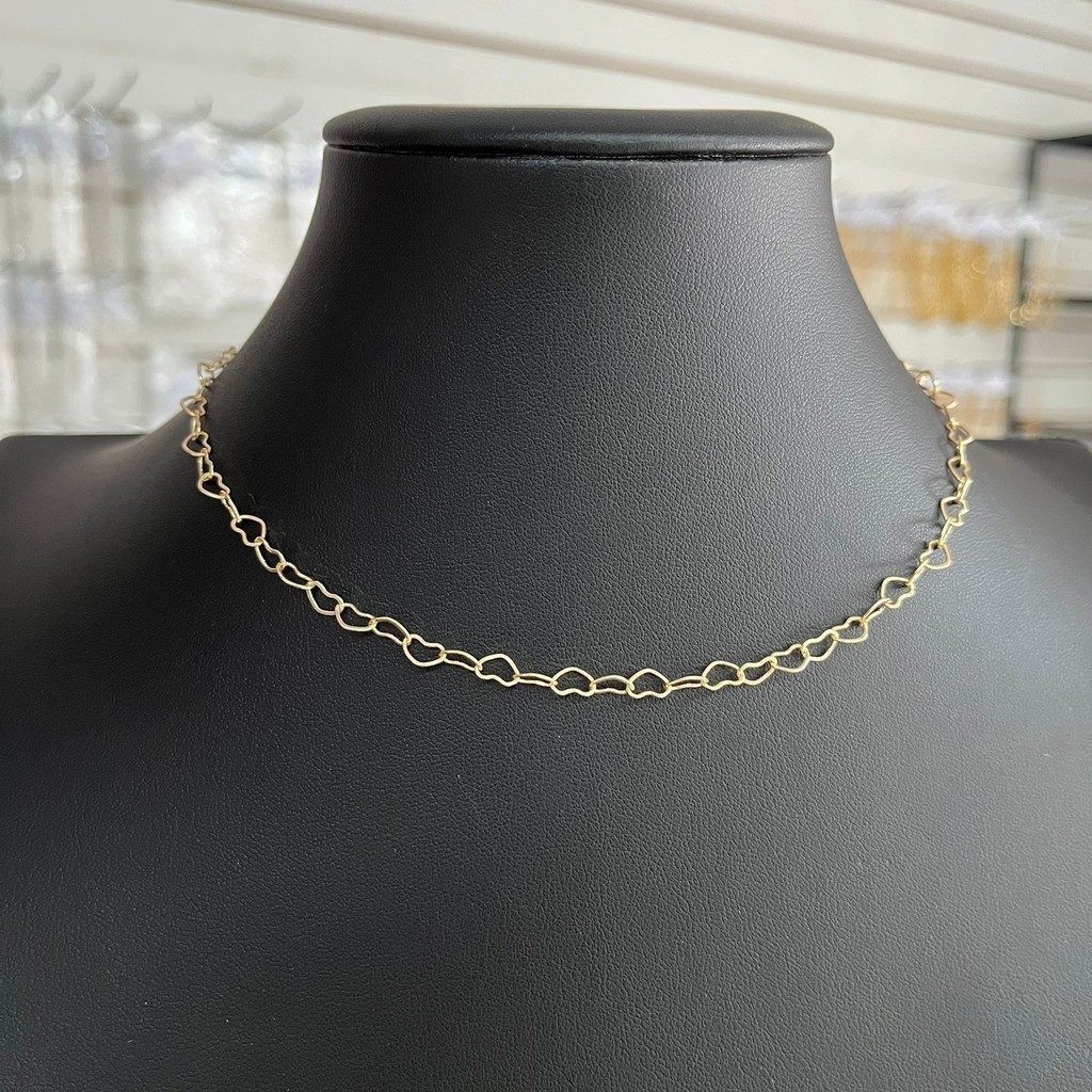 Colar Choker Feminino Dourado Coraçãozinho MOD4026