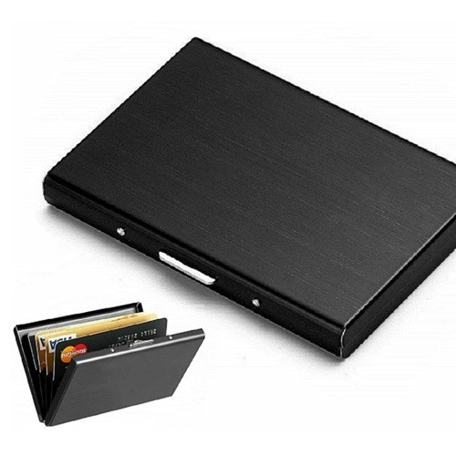 Carteira De Viagem Masculina Porta-Cartões De Crédito De Aço Inoxidável RFID Bloqueando Dinheiro Fino