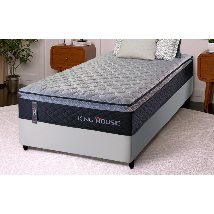 Conjunto Cama Box Solteiro Dakota Preto 88x188x57 Espuma D33 em Oferta na Shopee