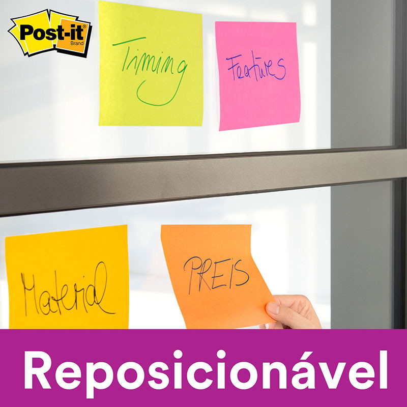 Detalhes do Bloco de notas super adesivas Post-it Poder Rosa 76x76mm 90 folhas 3M