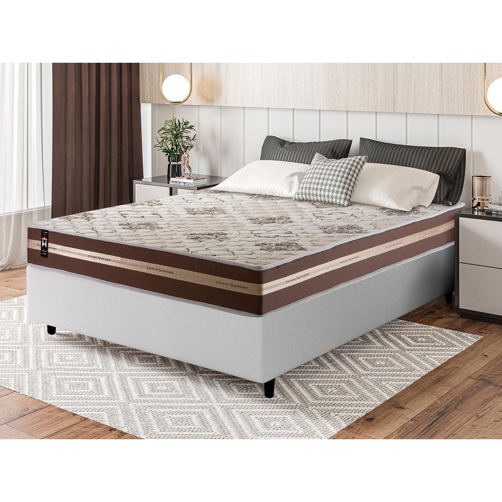 Conjunto Cama Box Espuma Espuma Chicago Marrom Viúva 128x188x57 em Oferta na Shopee