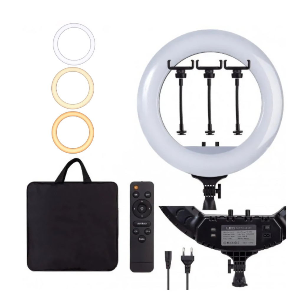 Ring Light LED Bicolor Iluminador 54cm com 3 Suporte para Celular TPFOTO