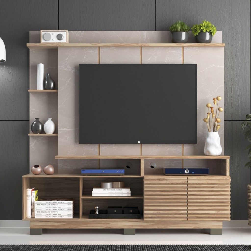 Estante para TV Até 60 Polegadas 2 Portas Carvalho Oak/Petra - Decibal - Home & Living
