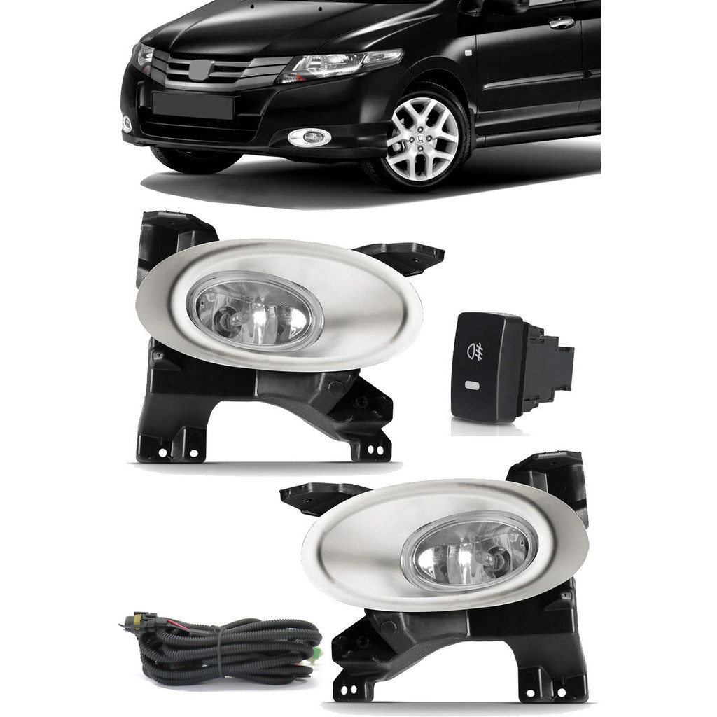 Kit Farol de Milha City 2009 2010 2011 - Moldura Aro Cromo