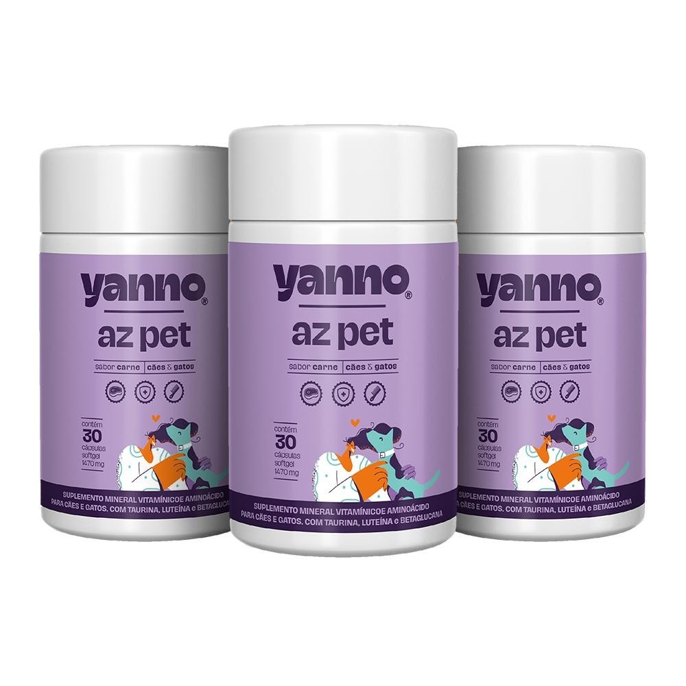 Kit Multivitamínico Pet A-Z | Cães e Gatos | Imunidade & Energia | 90 Cáps | Vit C/D/E, Taurina, Luteína, Betaglucana