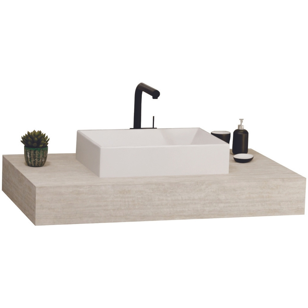 Bancada de Porcelanato Elite 80x40 Travertino C/ Cuba Branca