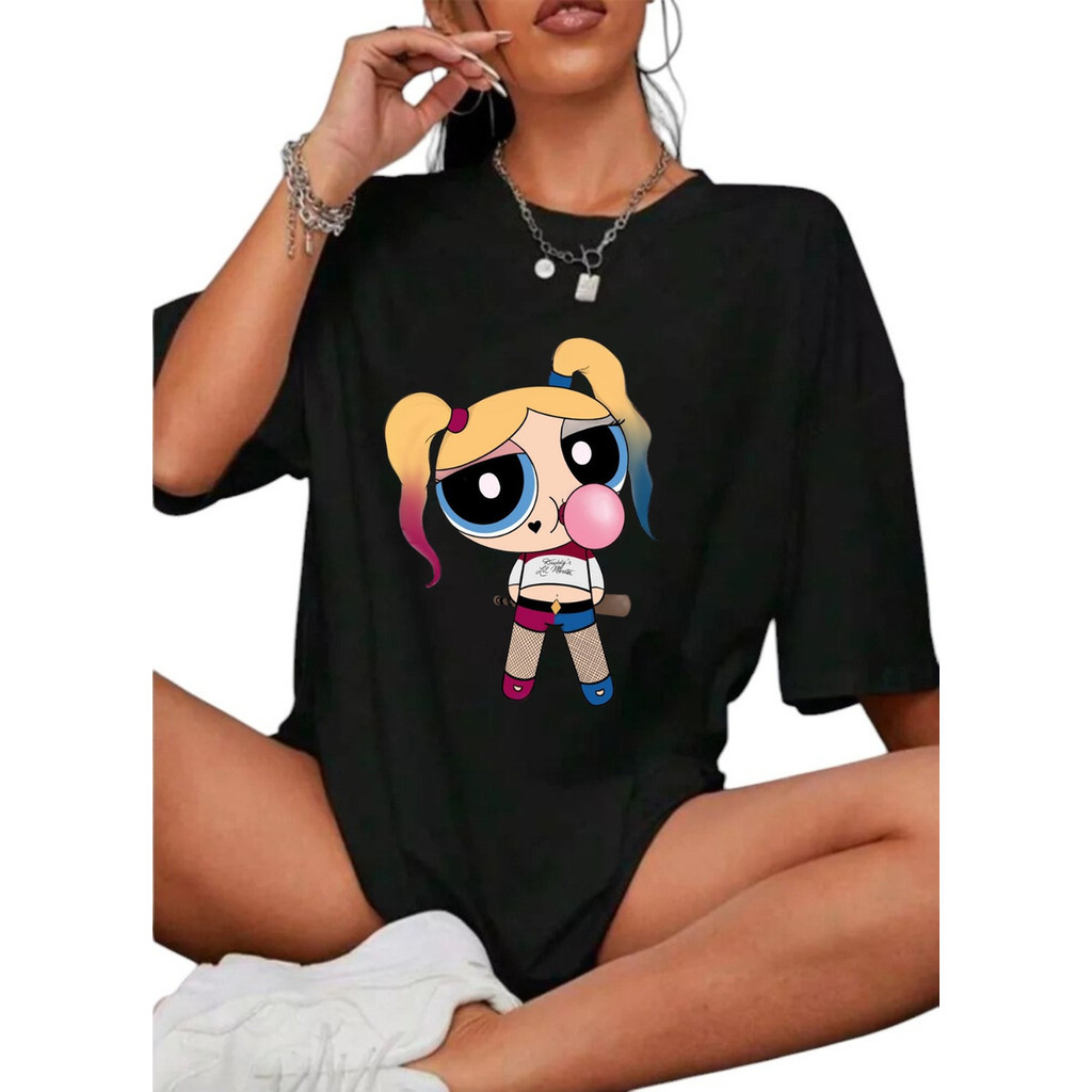 Camiseta Oversized Feminina Arlequina Camisetão Largo Treino Mulher Maromba Academia Camiseta Feminina