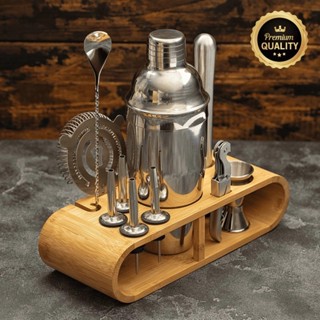Coqueteleira Bartender Homebar Com 12 Peças Inox Bar Kit Barman Drinks Suporte Baumbu Prof...