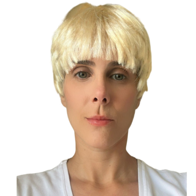 Peruca Curta Loira Repicada Fantasia Halloween Carnaval Teatro Acessório Estilosa Versátil Confortável Glamurosa Linda