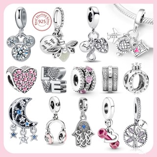 Pingente Brilhante Prata 925 Vaga-Lume e Zircônia Rosa para Pulseira Coleção 2025 Charme C...