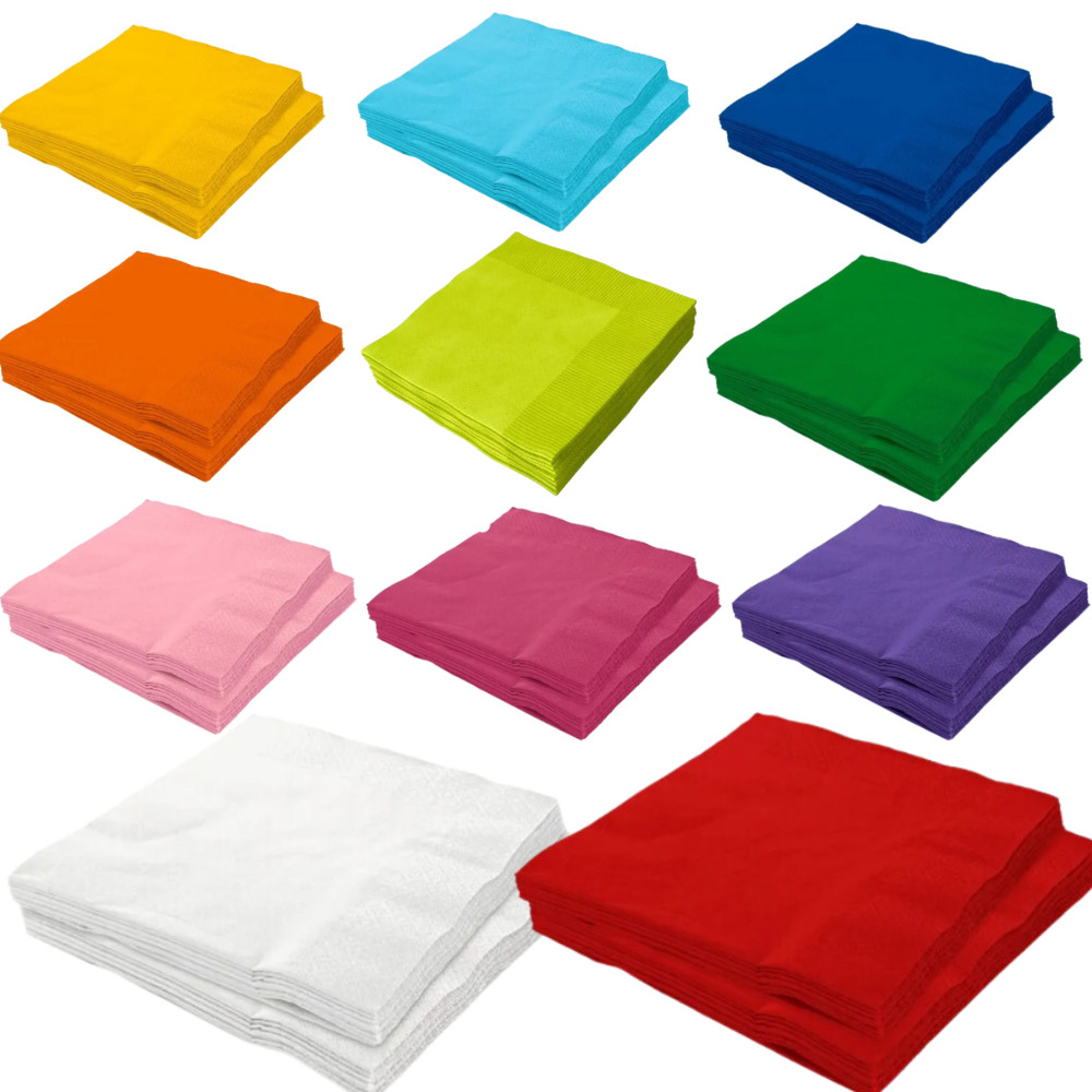 Guardanapo de Papel Liso Folha Dupla Colorido Descartável 33x33cm Verde Vermelho Rosa Decorativo - 20 Unidades em Oferta na Shopee