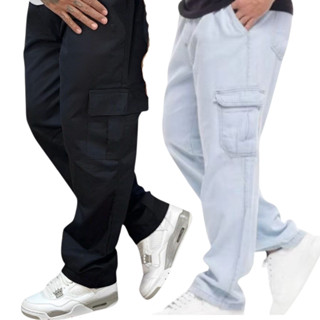 Calças Jeans Balão Cargo Boca Larga Masculina Unissex Bolso Lateral 6 Bolso Skatista em Oferta na Shopee