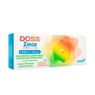 Suplemento Alimentar Doss Zinco 2.000 UI + 20mg 30 Cápsulas Gelatinosas Moles em Oferta na Shopee
