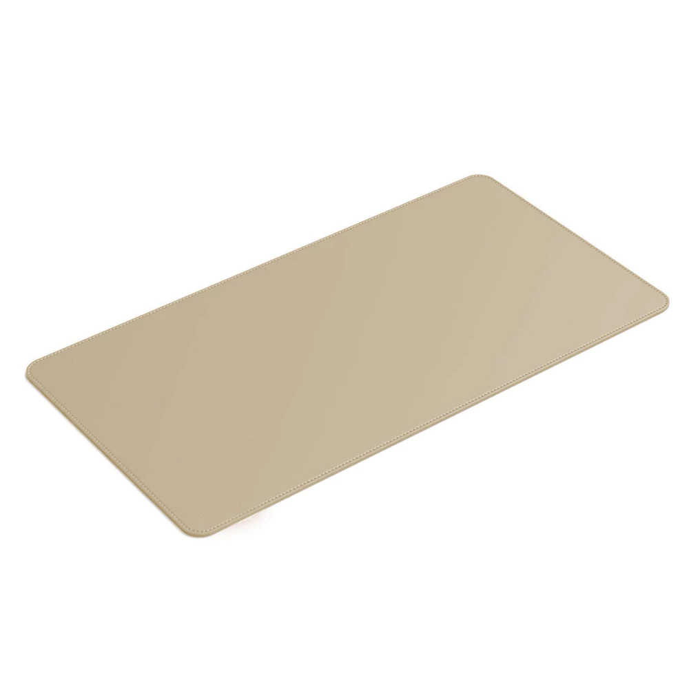 Mouse Pad Grande Couro Bege Claro Feltro Costurado Básico